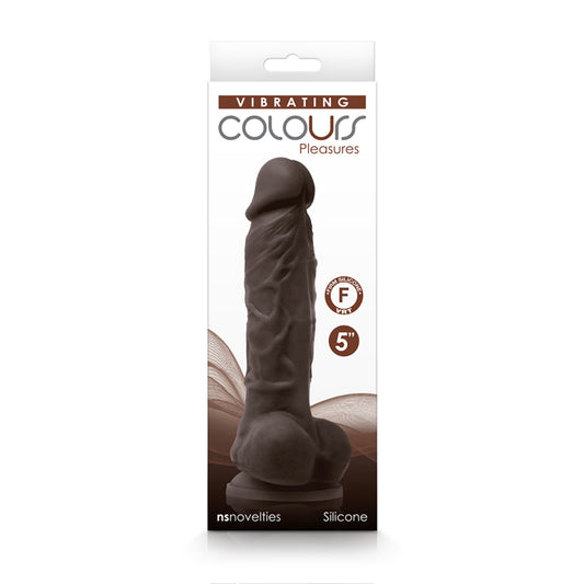 Colours - Pleasures - Vibrating - 5 Inch Dildo - Dark Brown
