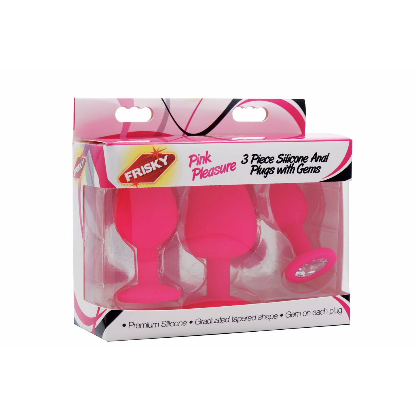 Pink Pleasure 3 Piece Silicone Anal Plugs With Gems