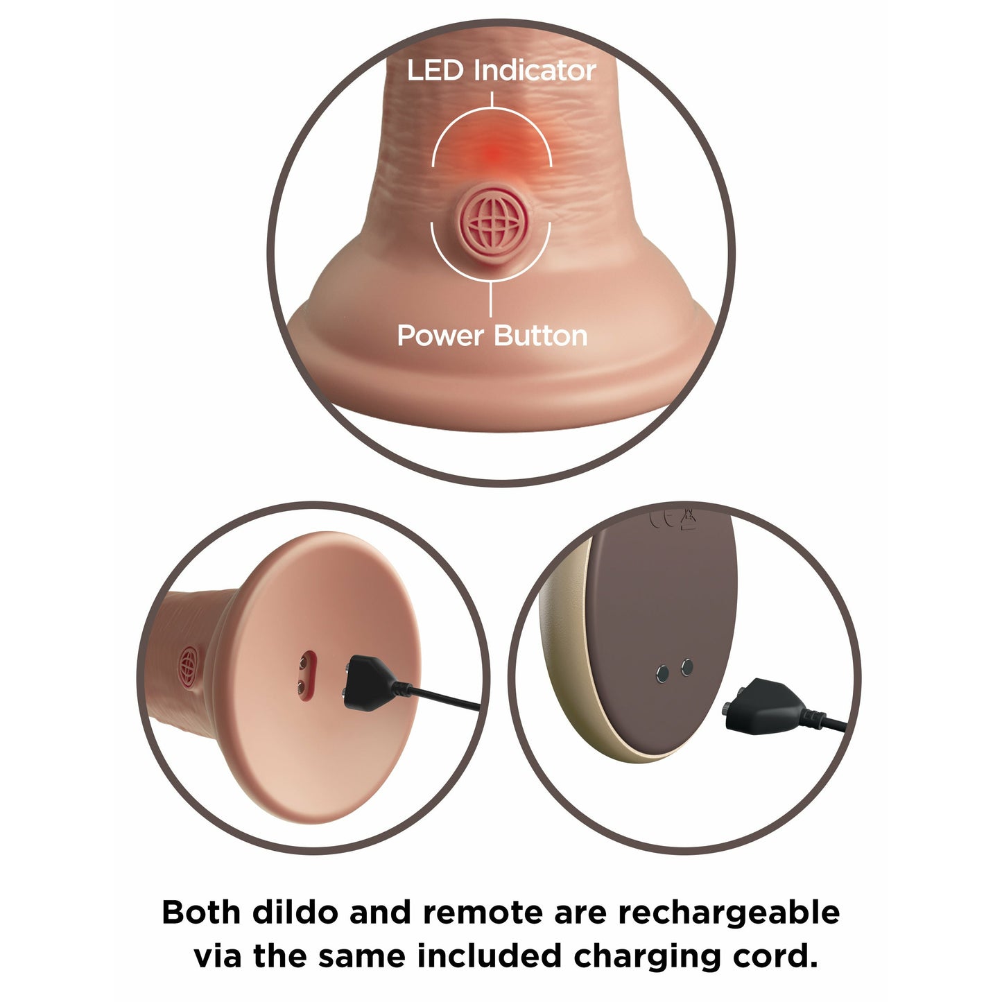 King Cock Elite 9 Inch Vibrating Silicone Dual  Density Cock With Remote - Light
