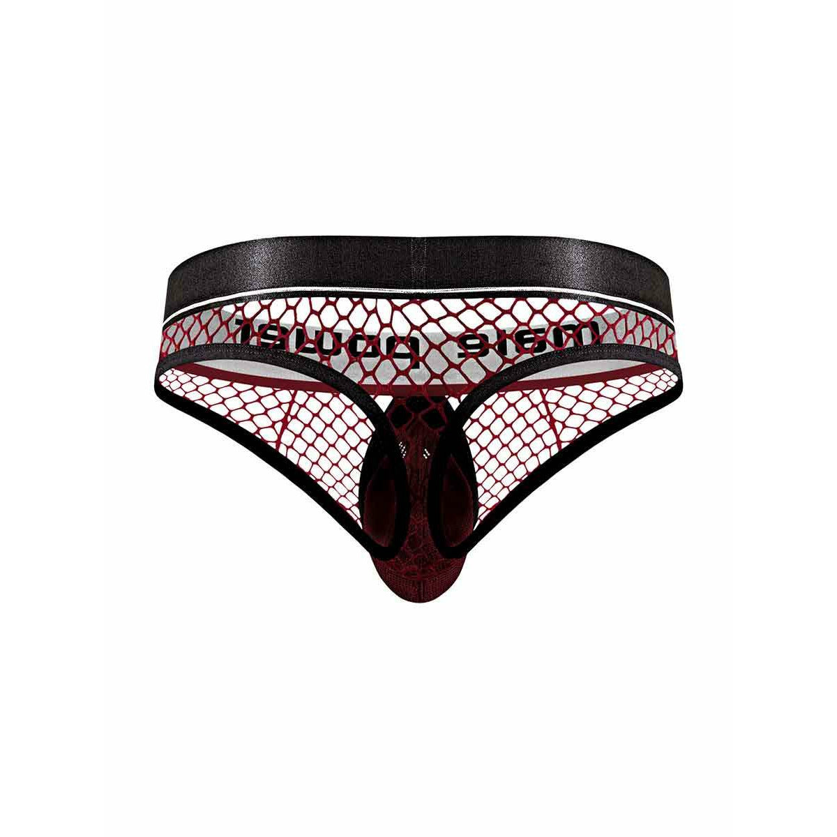 Cock Pit Net Cock Ring Thong - S/ M - Burgundy