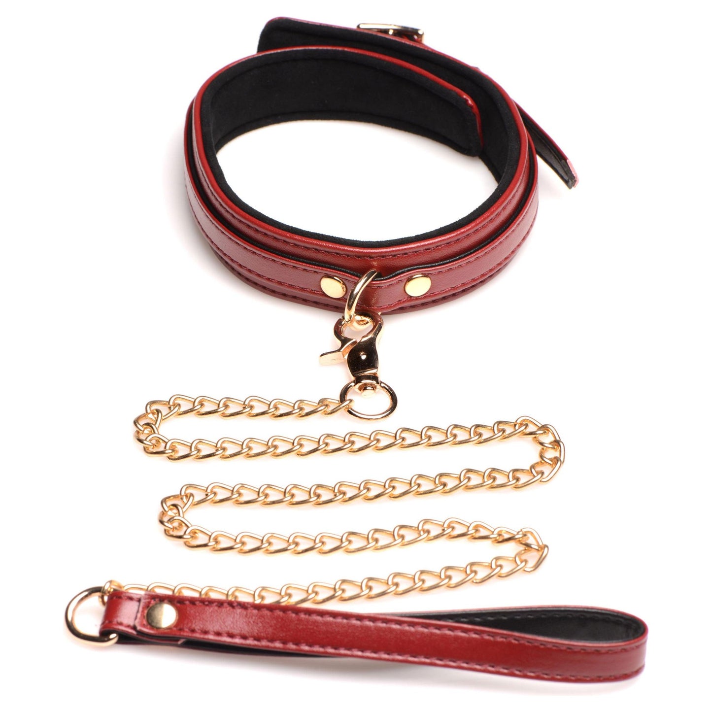 6 Piece Burgundy Bondage Set Burgundy Cuffs,  Collar and Leash