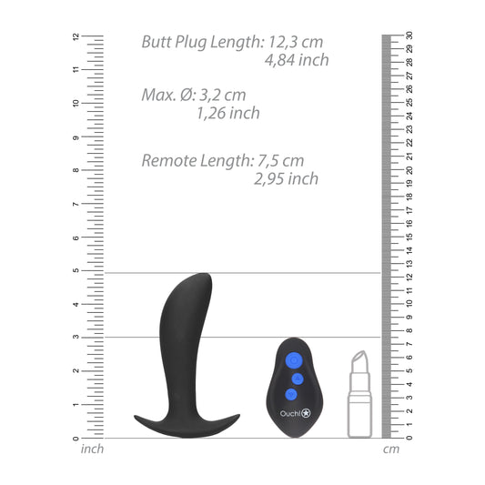E-Stimulation and Vibration Butt Plug With Wireless Remote Control - Black