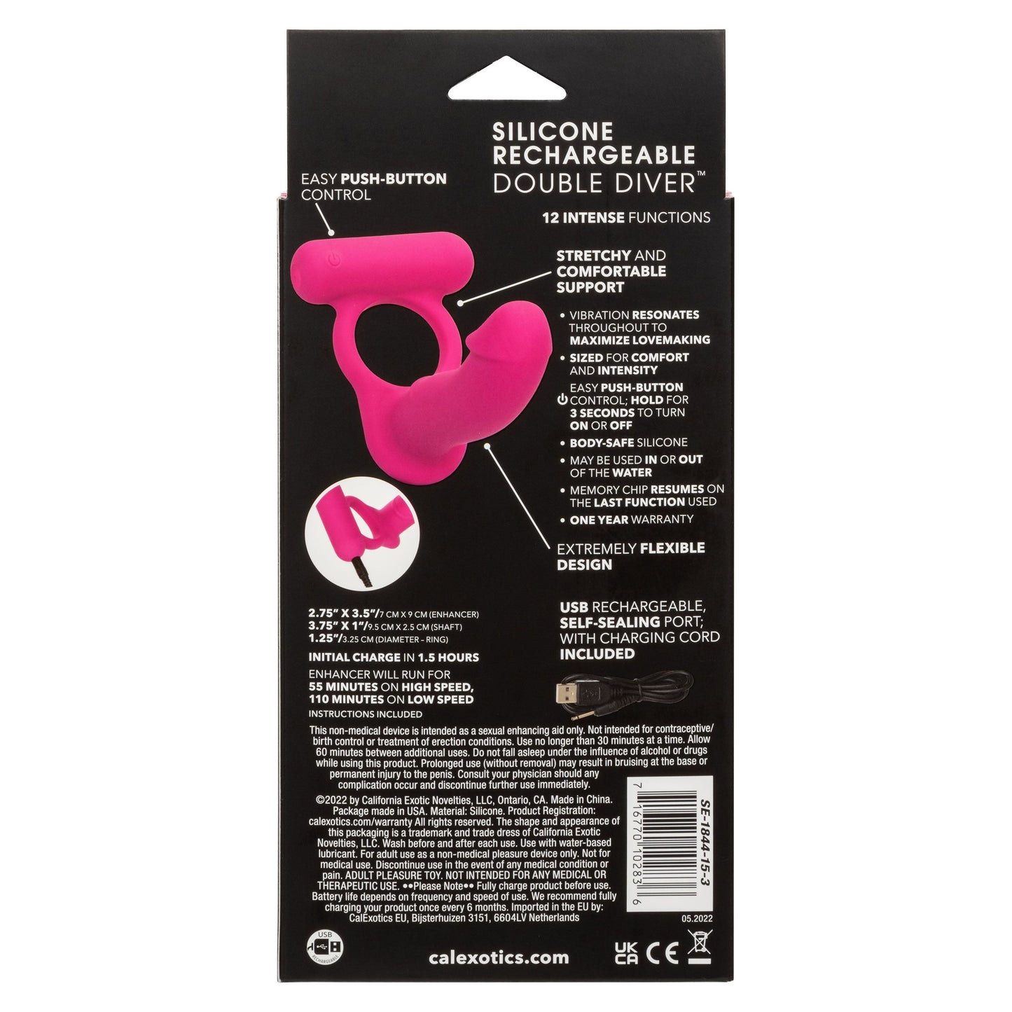 Silicone Rechargeable Double Diver - Pink