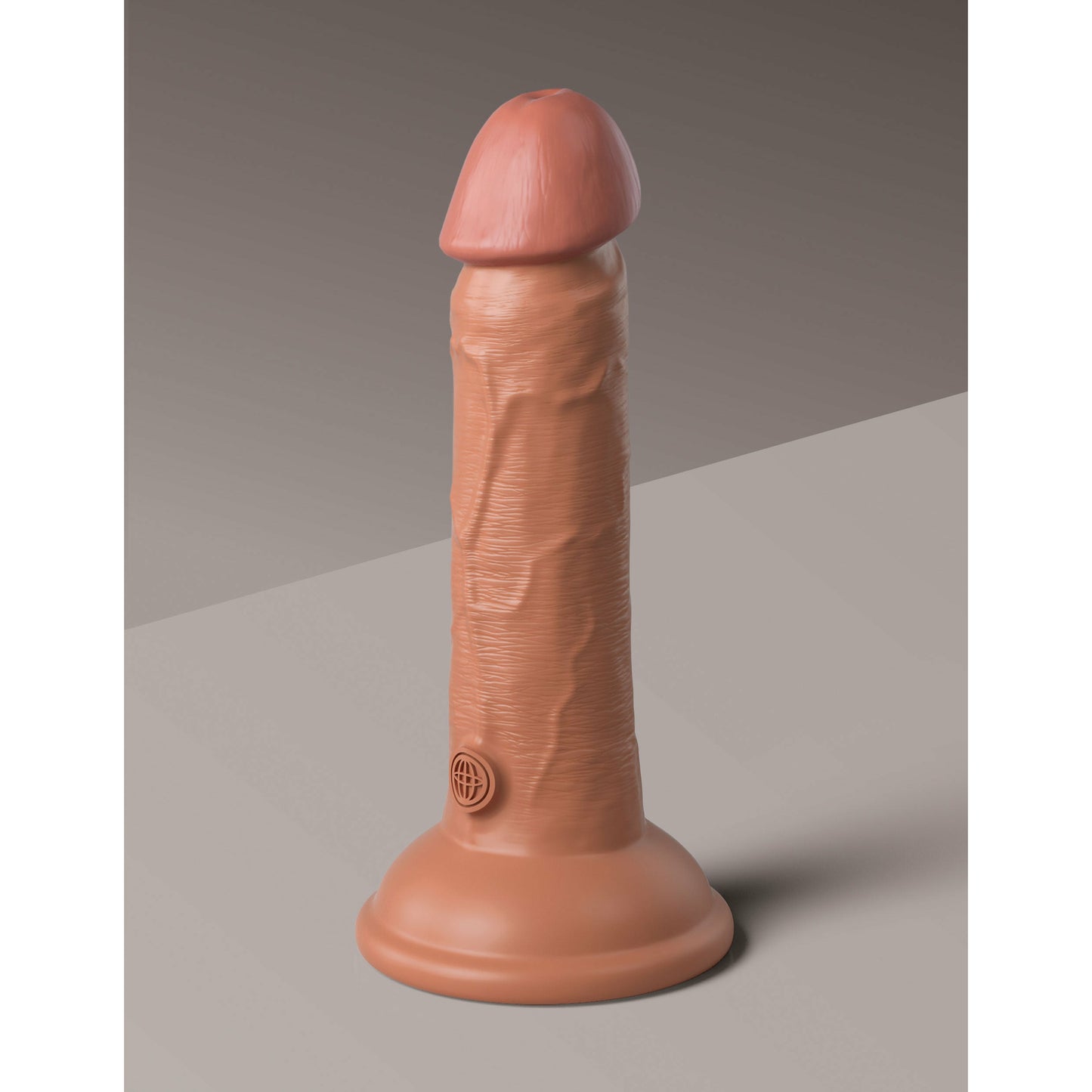 King Cock Elite 6 Inch Vibrating Silicone Dual  Silicone Dual Density Cock - Tan