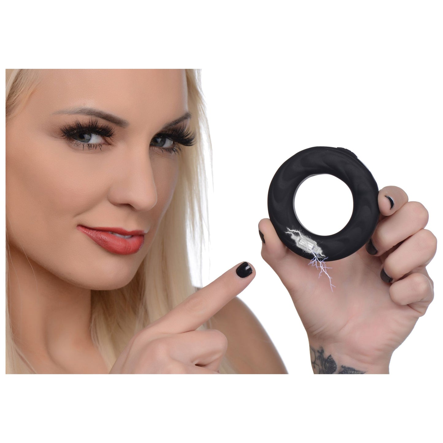 E-Stim Pro Silicone Cock Ring With Remote - Black