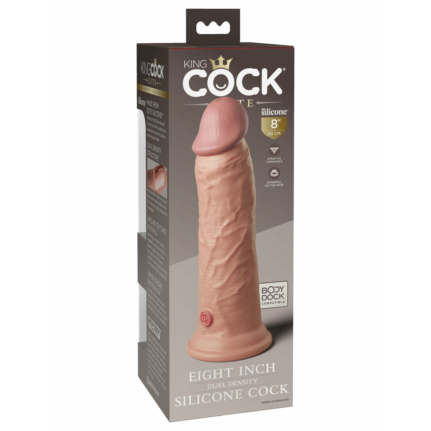 King Cock Elite 8 Inch Dual Density Silicone Cock  - Light