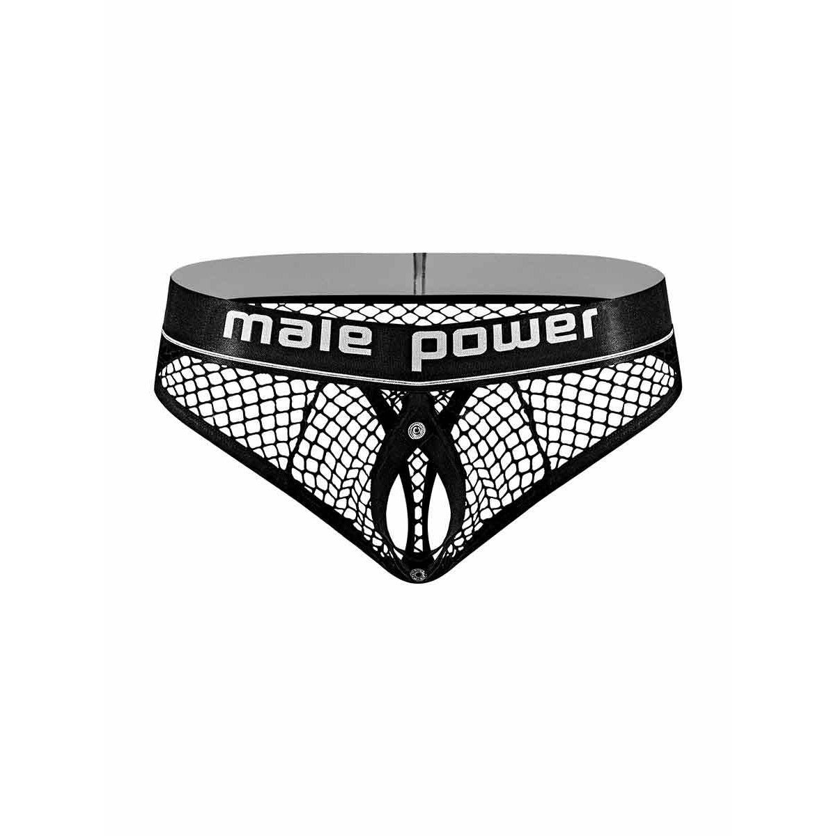 Cock Pit Net Cock Ring Thong - L/ XL - Black