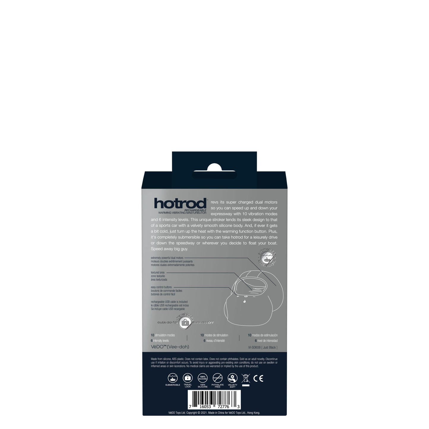 Hotrod Warming Vibrating Masturbator - Black
