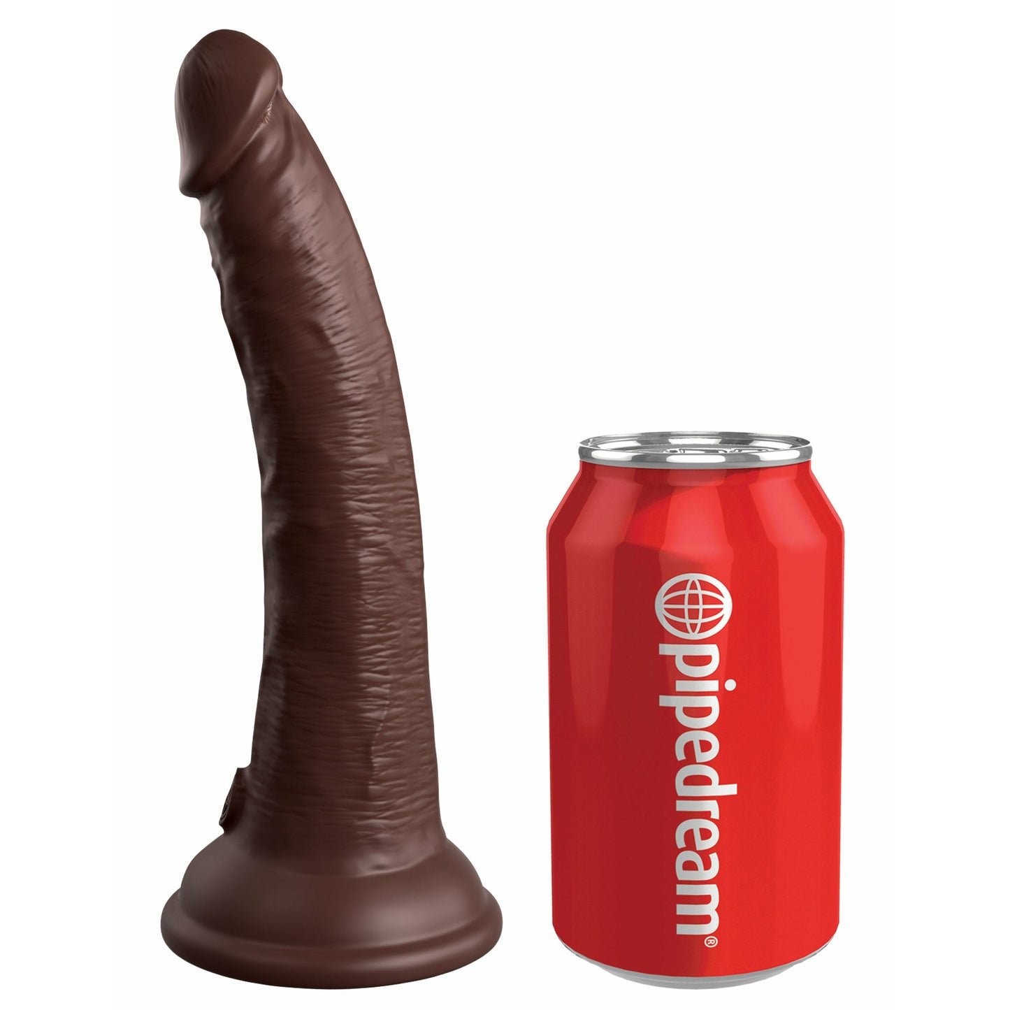 King Cock Elite 7 Inch Vibrating Silicone Dual Silicone Dual Density Cock With Remote - Brown