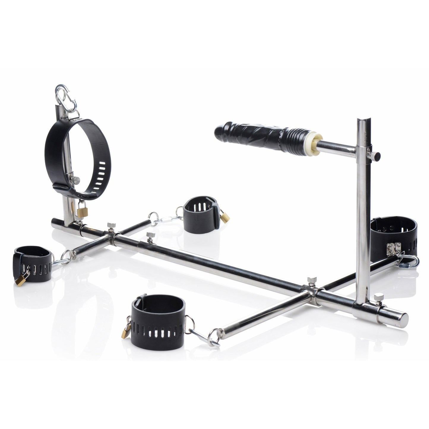 Imprisoned Metal Stockade With Dildo