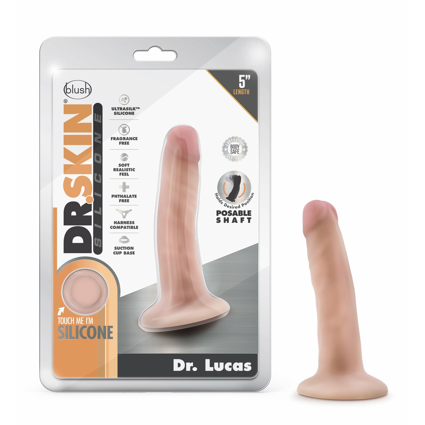 Dr. Skin Silicone - Dr. Lucas - 5 Inch Dong With  Suction Cup - Vanilla
