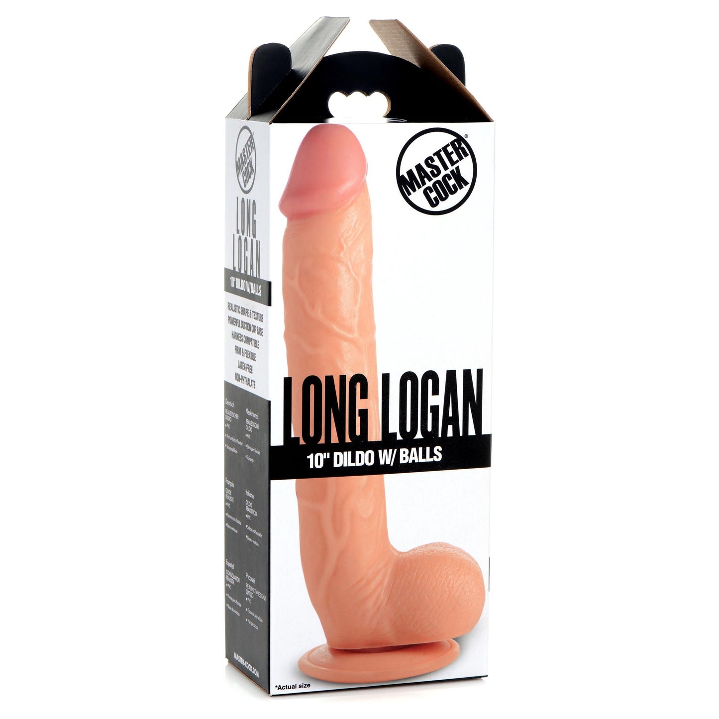 Long Logan 10 Inch Dildo With Balls - Light