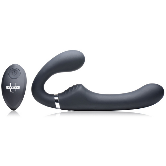 10x Mighty Rider Vibrating Strapless Strap-on  Black
