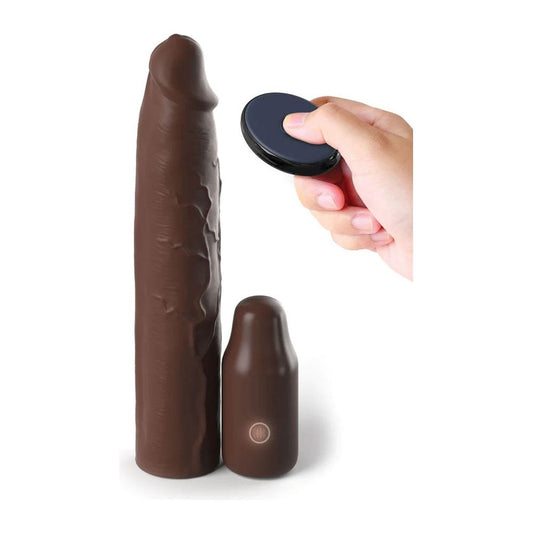 Fantasy X-Tensions Elite 9 Inch Sleeve Vibrating  3 Inch Plug With Remote - Brown PD4155-29