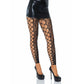 Footless Leopard Lace Crotchless Tights - Black