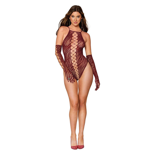 Teddy and Gloves - One Size - Burgundy DG-12809BUROS