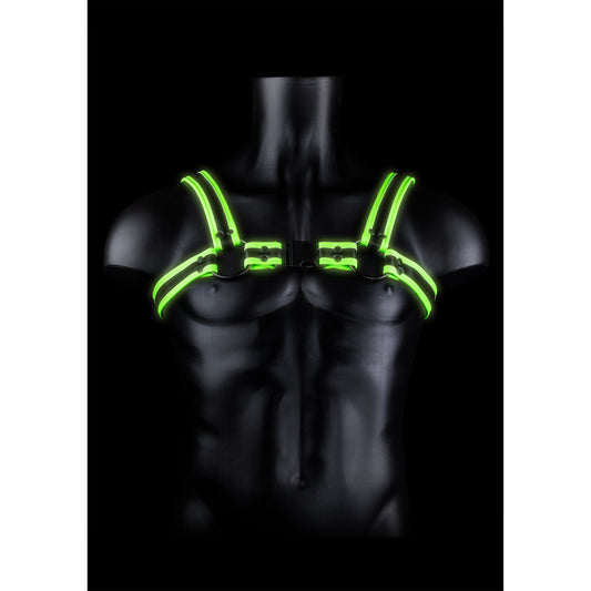 Bonded Leather Buckle Harness - Large/xlarge -  Glow in the Dark