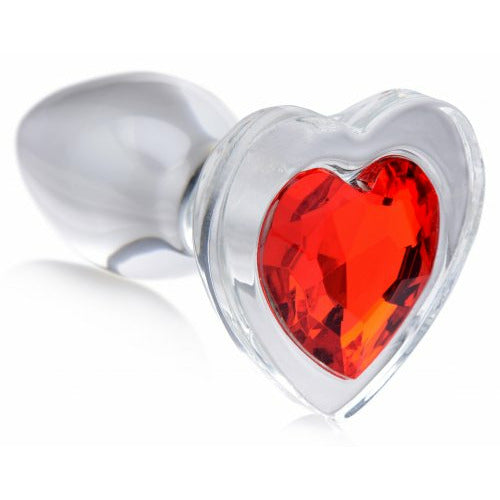 Red Heart Gem Glass Anal Plug - Small BTYS-AG432-SML