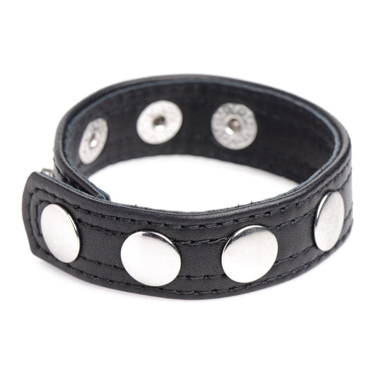 Cock Gear Leather Speed Snap Cock Ring - Black STR-AG845-BLK