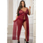 2 Pc Empire Waist Laced Sheer Long Dress and Panty - Mulled Wine GWD-D2232PQWIN