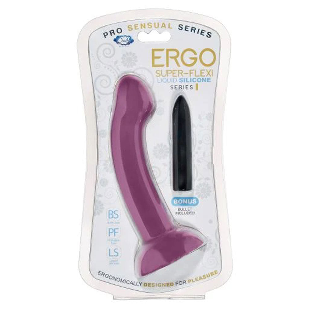 Ergo Super Flexi I Dong Soft and Flexible Liquid  Silicone With Vibrator - Plum