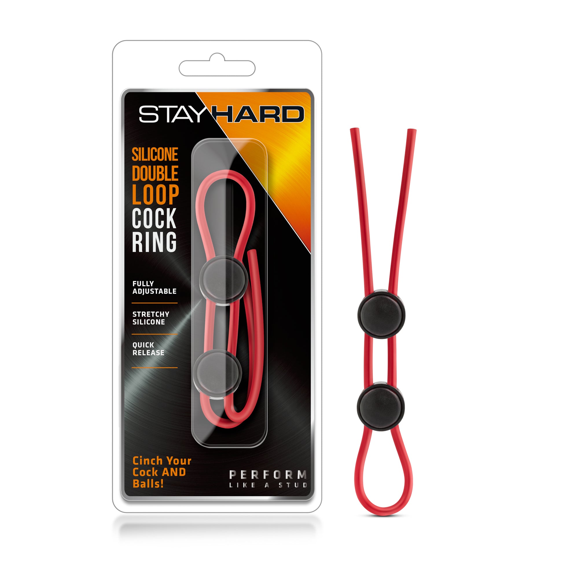 Stay Hard - Silicone Double Loop Cock Ring  - Red BL-32098