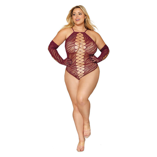 Teddy and Gloves - Queen Size - Burgundy DG-12809BURQ