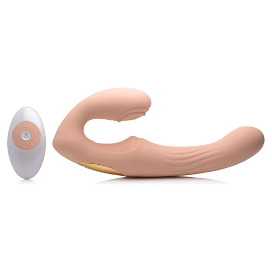 15x U-Pulse - Pulse and Vibe Strapless Strap-on  With Remote - Blush SU-AG517