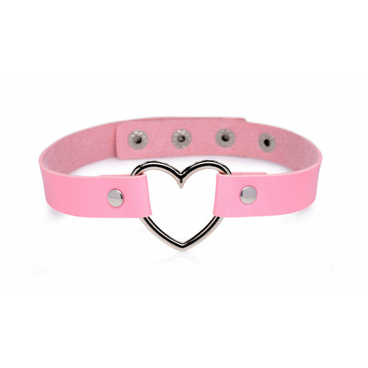Dark Heart Chrome Heart Choker - Pink