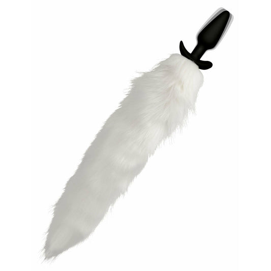 Vibrating White Fox Tail Slender Anal Plug TZ-AG246