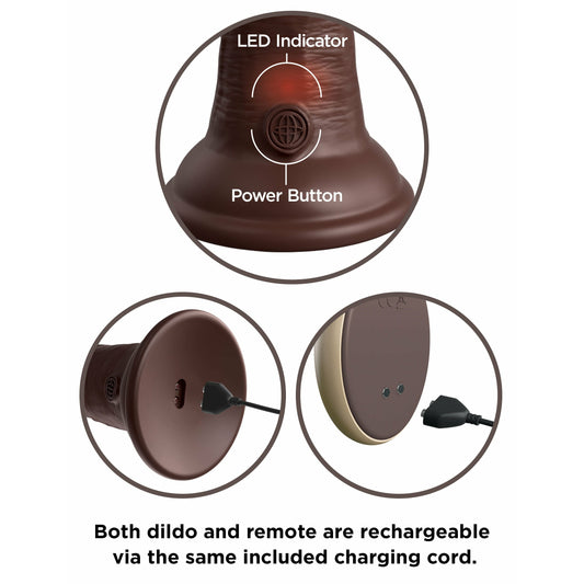 King Cock Elite 7 Inch Vibrating Silicone Dual  Silicone Dual Density Cock With Remote - Brown PD5777-29