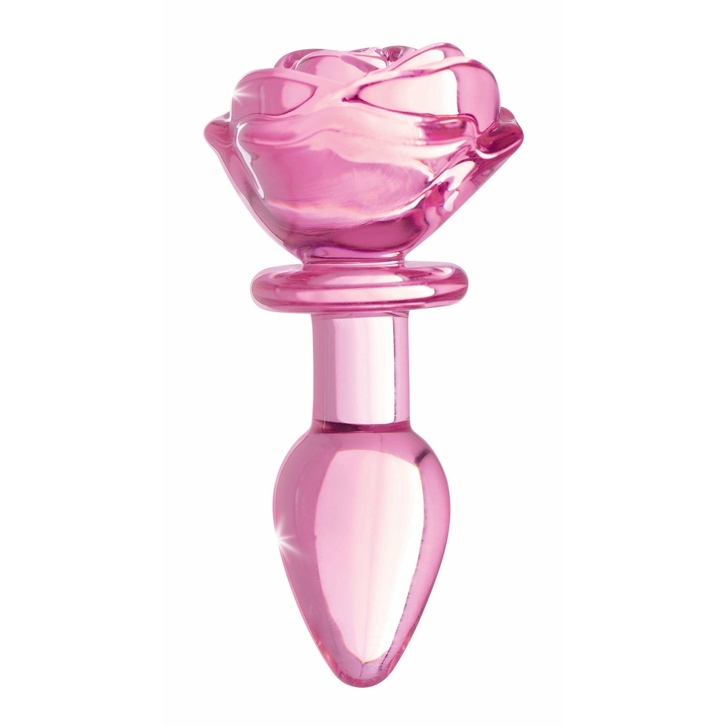 Pink Rose Glass Anal Plug - Small