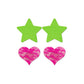 Fashion Pasties Set - Neon Green Solid Star and Neon Pink Lace Heart FL-FLA101NEON