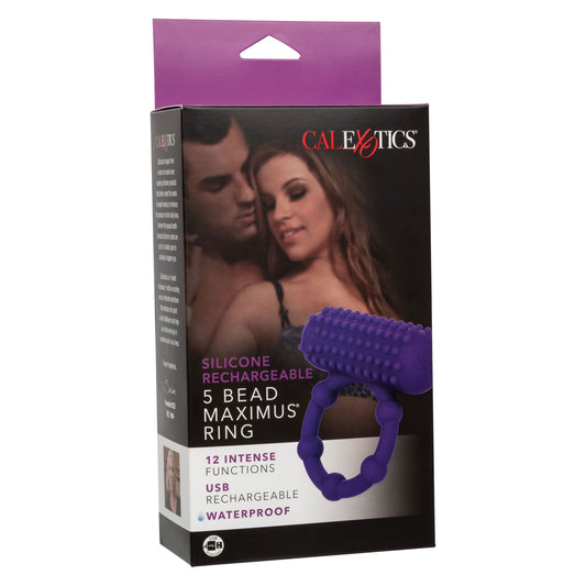 Silicone Rechargeable 5 Bead Maximus Ring - Purple