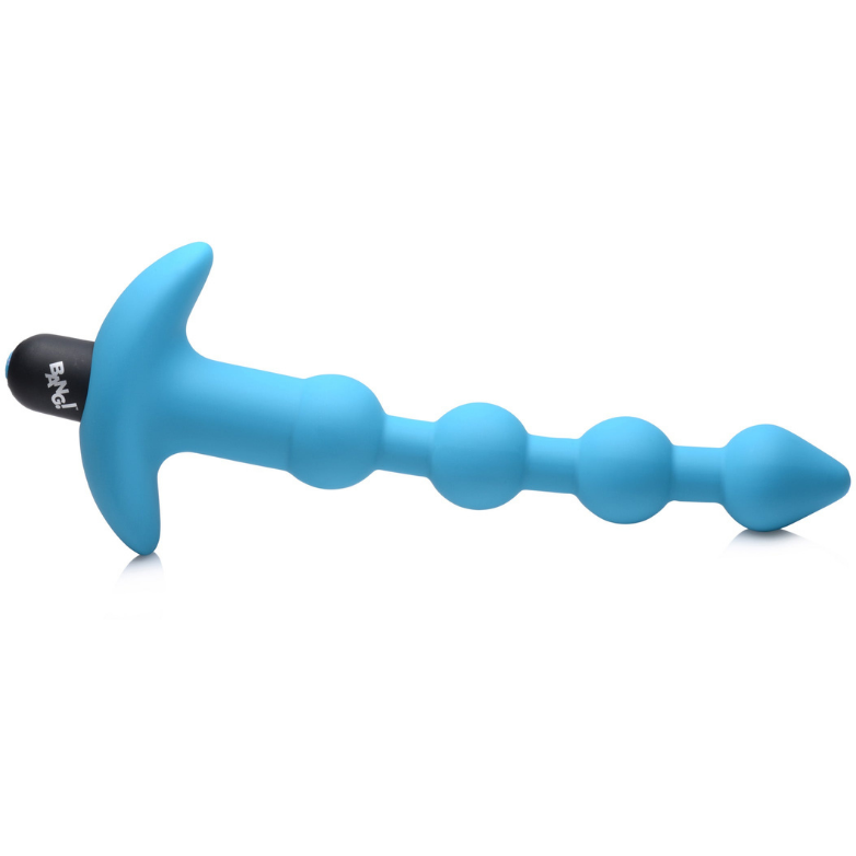 Bang - Vibrating Silicone Anal Beads and Remote  Control - Blue