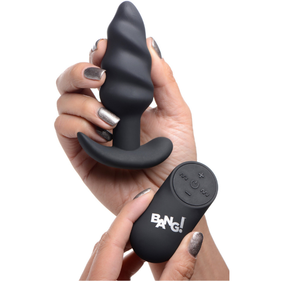 21x Silicone Swirl Plug With Remote -Black