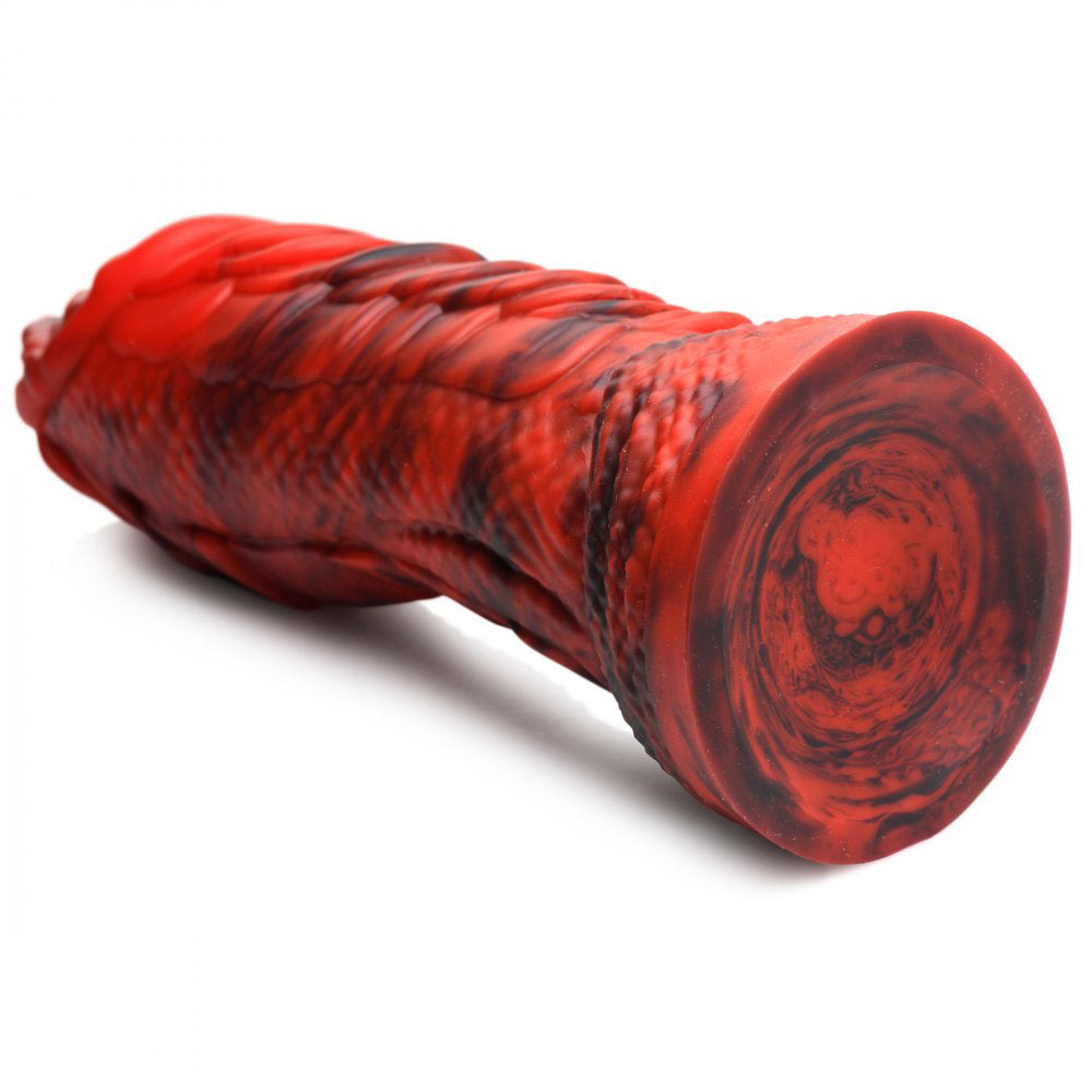 Fire Dragon Red Scaly Silicone Dildo - Red
