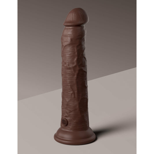 King Cock Elite 9 Inch Vibrating Silicone Dual  Density Cock With Remote - Brown
