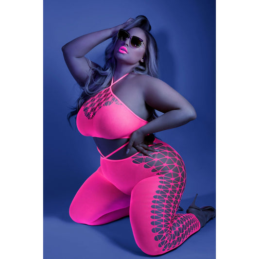 Own the Night Bodystocking - Queen - Neon Pink FL-GL2109-QS-B
