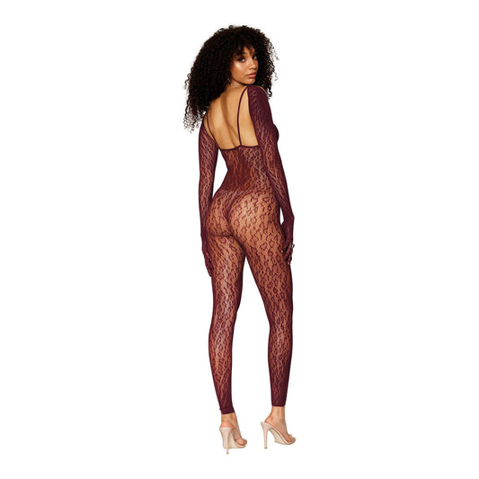 Catsuit Bodystocking and Shrug - One Size -  Burgundy