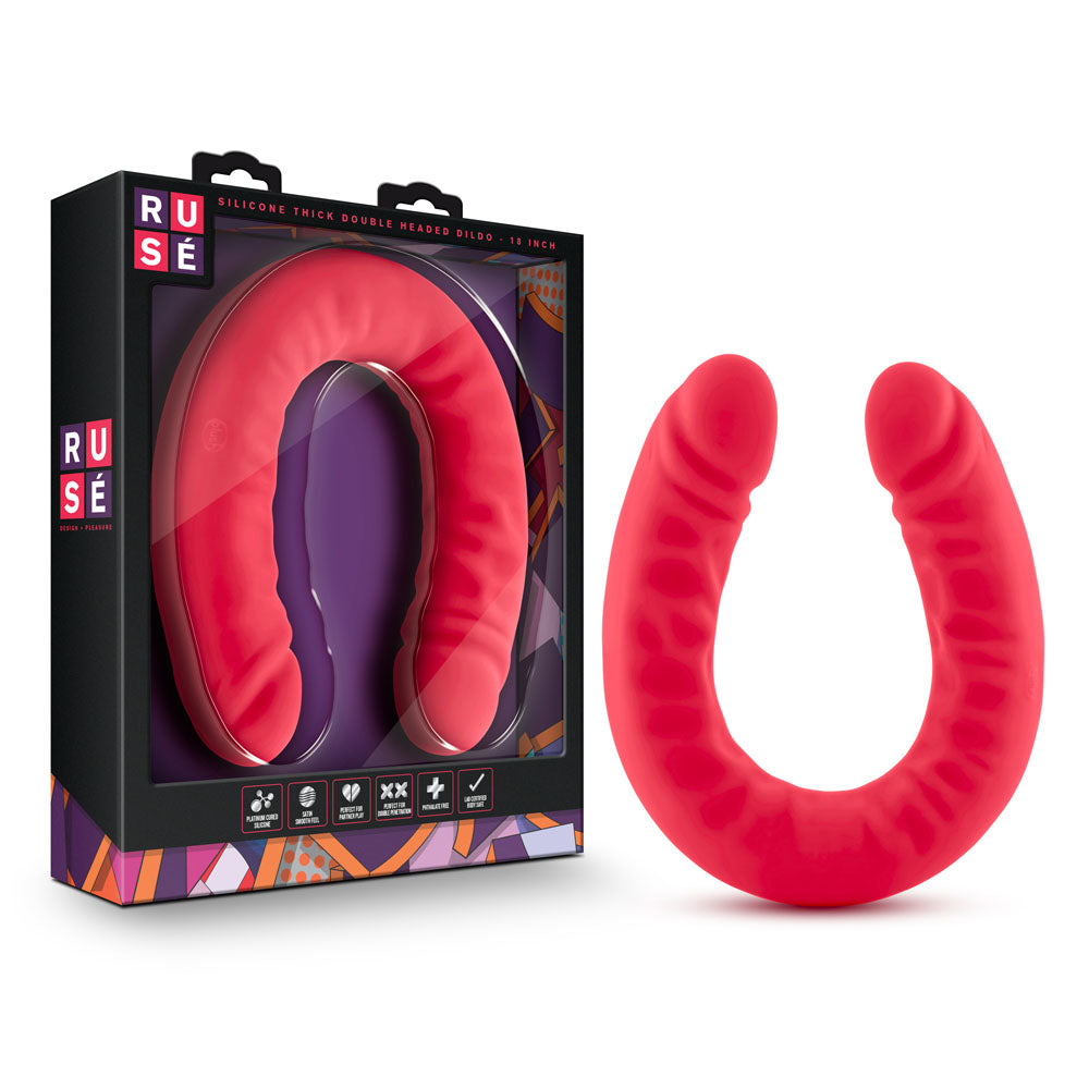 Ruse - Silicone Double Headed Dildo - 18 Inch -  Cerise