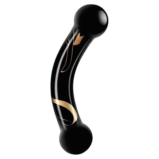 Secret Kisses - 5.5 Inch Handblown Glass Double Ended Dildo - Black SK-3008