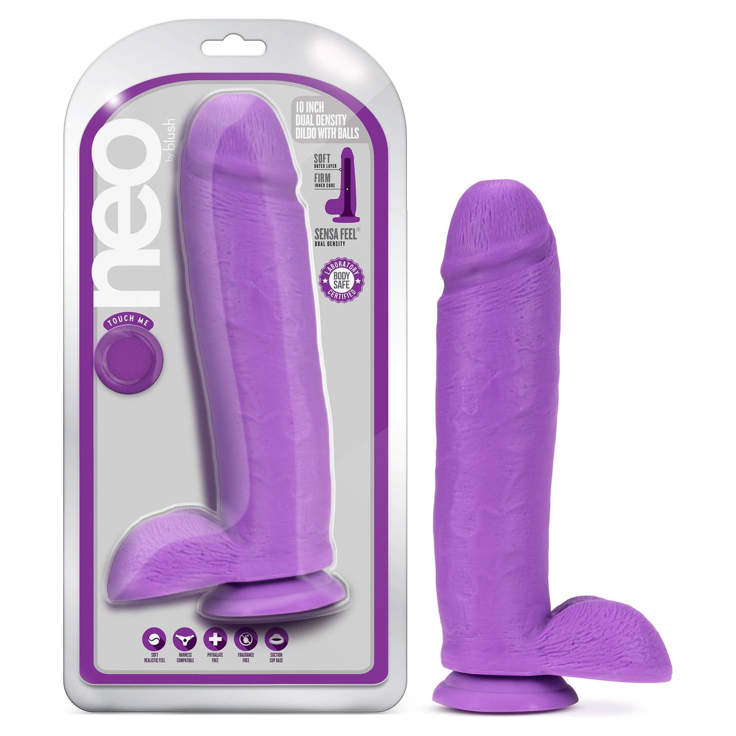 Neo - 10 Inch Dual Density Dildo - Neon Purple