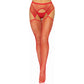 Industrial Net Stocking With O-Ring and Attached  Garter Belt - One Size - Red