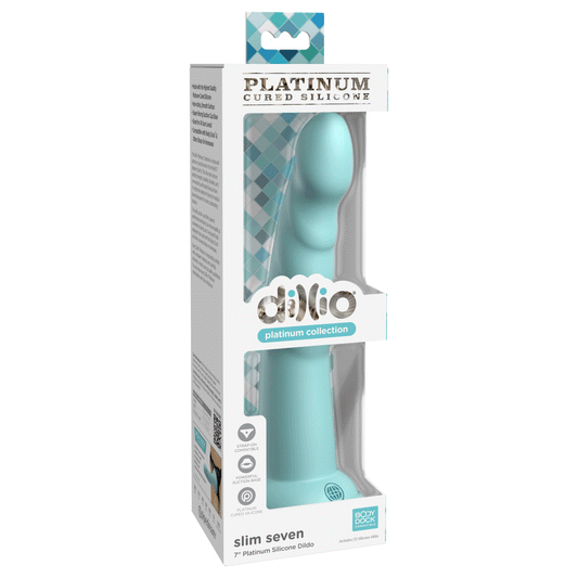 Dillio Platinum - Slim Seven 7 Inch Dildo - Teal