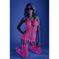 Hypnotic Crisscross Stripe Bodystocking - One Size - Neon Pink FL-GL2113-OS-B