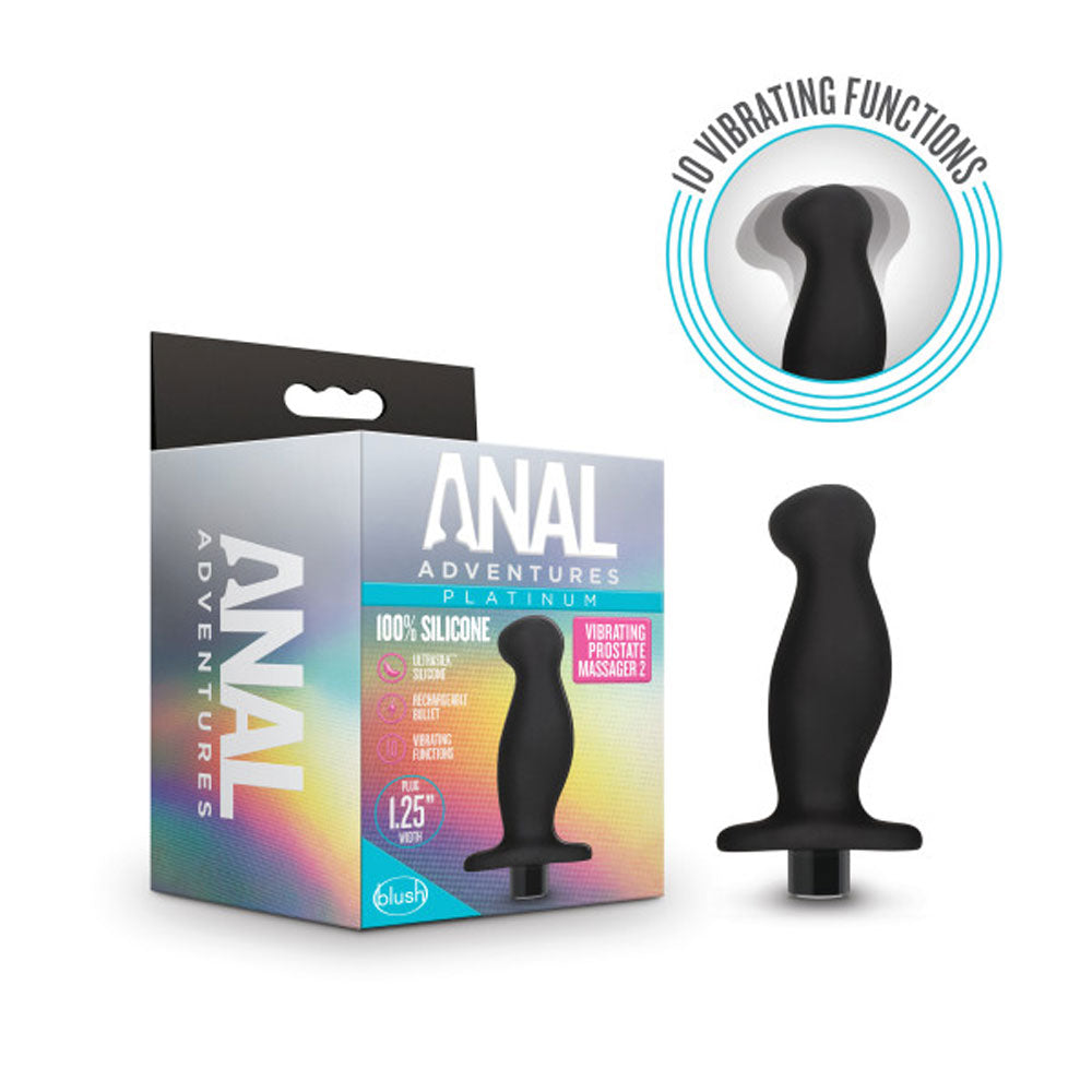 Anal Adventures- Platinum- Silicone Vibrating Prostate Massager 02-Black