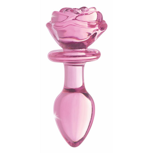 Pink Rose Glass Anal Plug - Medium