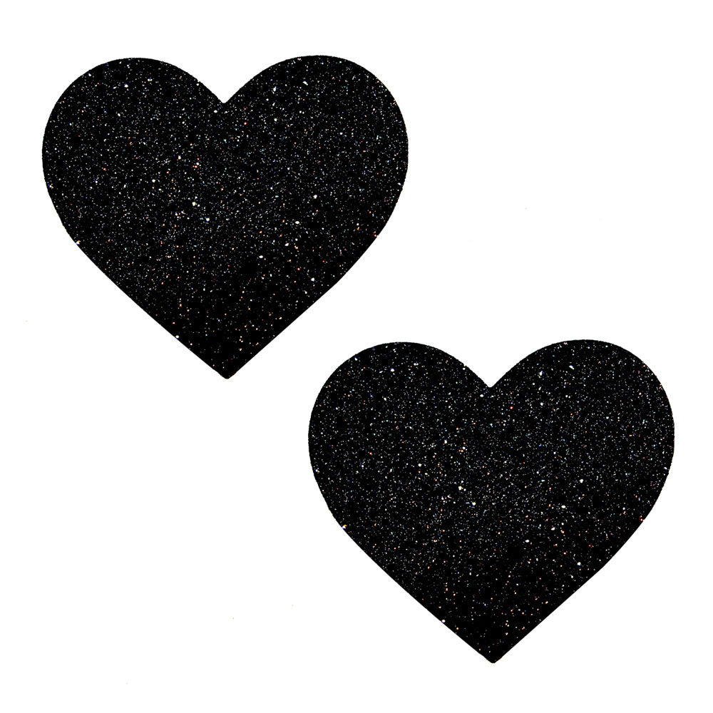 Black Malice Glitter I Heart U Nipztix Pasties NN-BM-HRT-NS