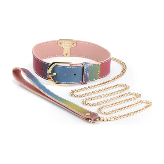 Spectra Bondage - Collar and Leash - Rainbow NSN-1311-02